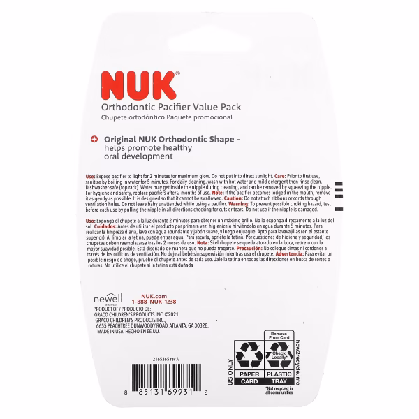 NUK, Glow in the Dark Orthodontic Pacifier, 6-18 Months, Lightning Bolts and Stars, 3 Value Pack - Image 2