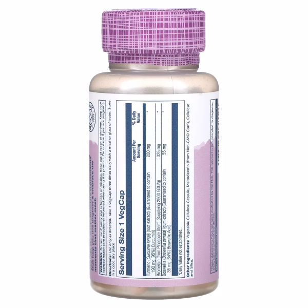 Solaray, Vital Extracts, Turmeric with Bromelain & Boswellia, 60 VegCaps - Image 2