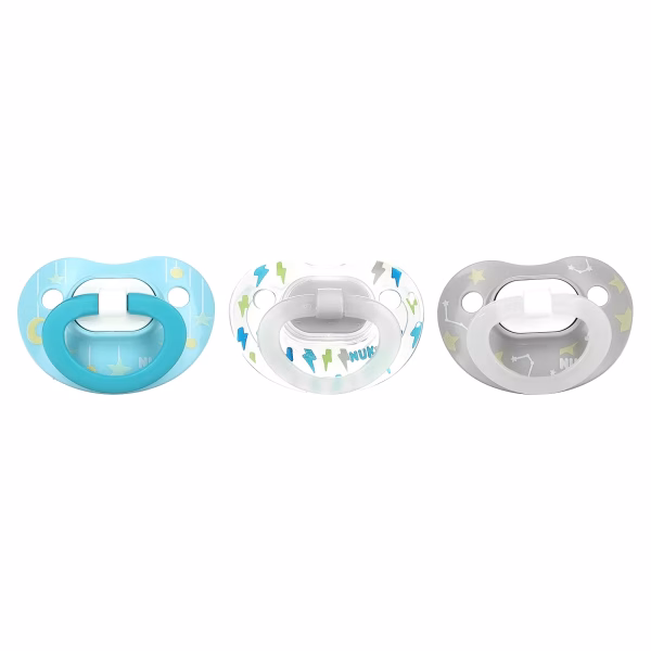 NUK, Glow in the Dark Orthodontic Pacifier, 6-18 Months, Lightning Bolts and Stars, 3 Value Pack - Image 3