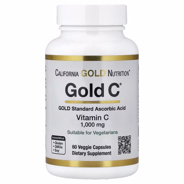 California Gold Nutrition, Gold C®, USP Grade Vitamin C, 1,000 mg, 60 Veggie Capsules
